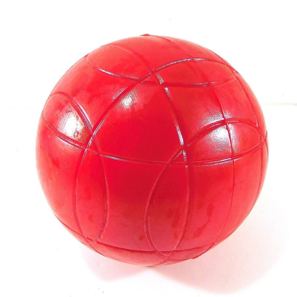 Vtg Red Bocce Ball Replacement 4" Sportcraft Rubber Composition Circle Pattern